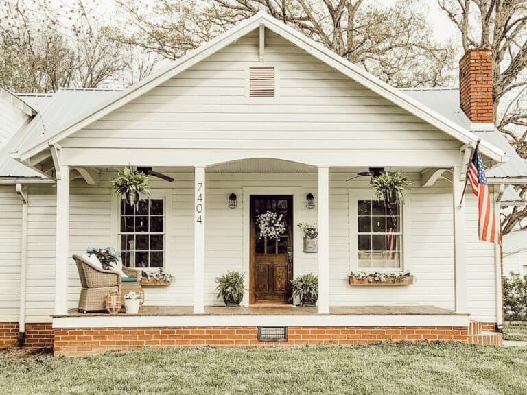 Floral Front Porch With Small Lighting