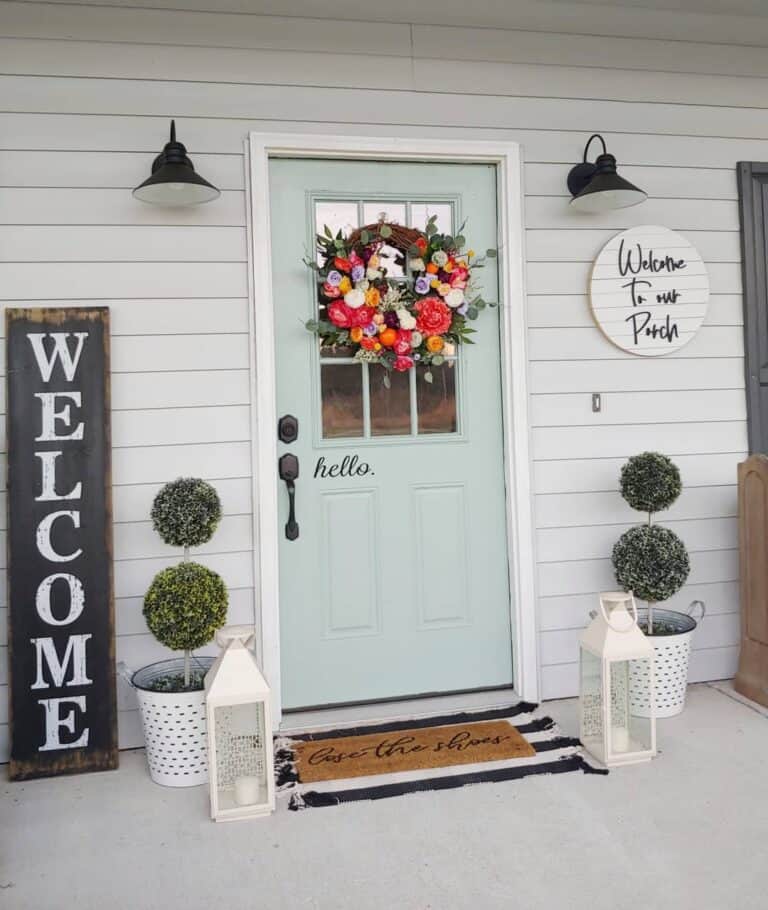 Floral Summer Wreath for Pale Green Door