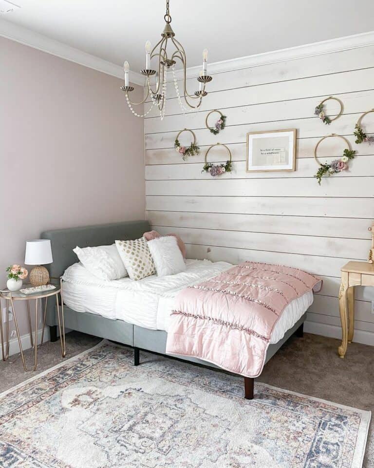 Floral Wall Décor on Shiplap Accent Wall