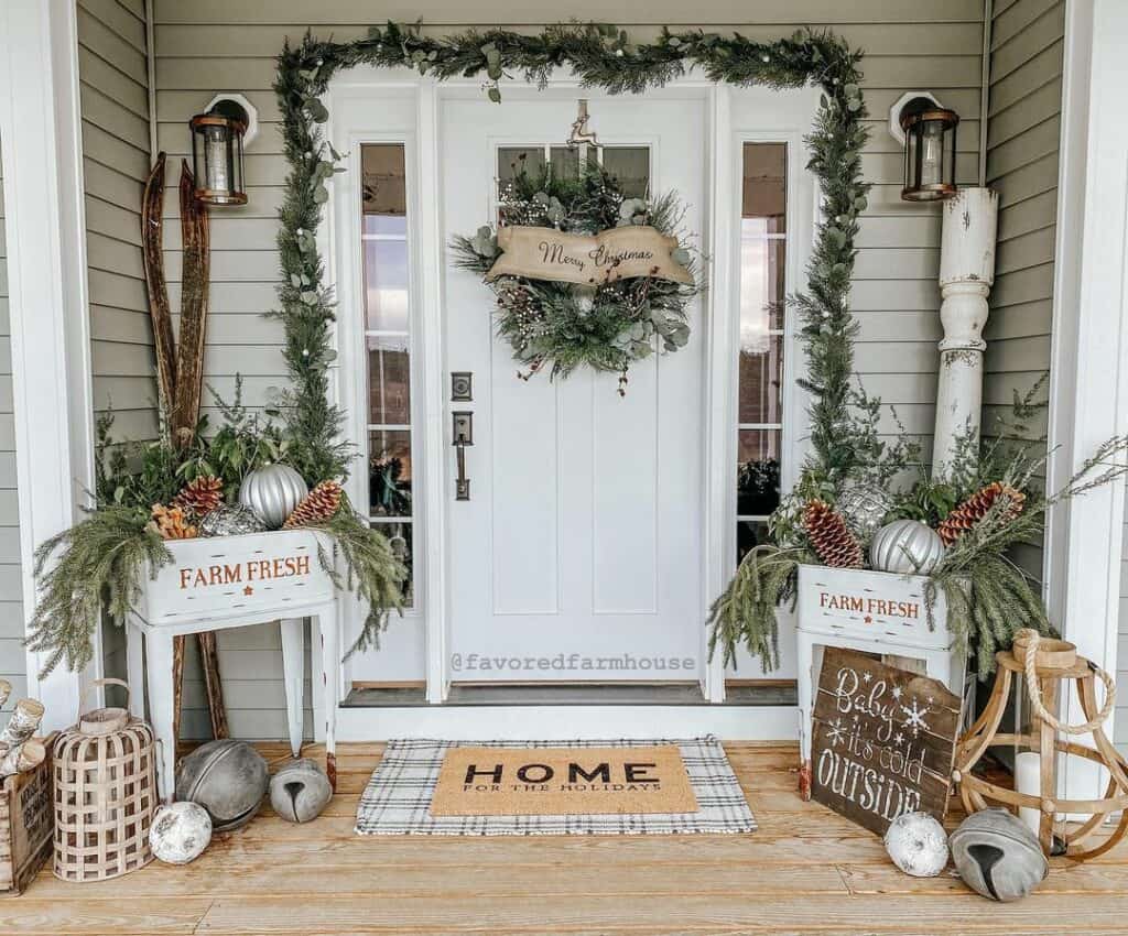 Foliage Wreath on White Front Door