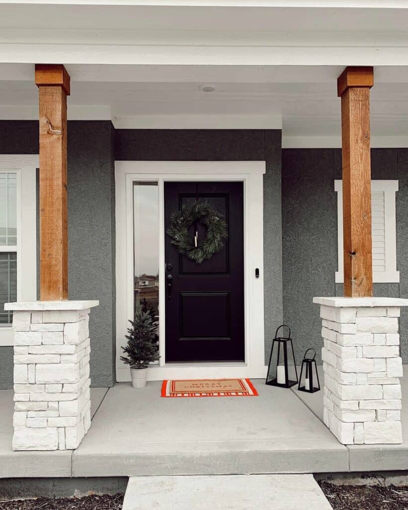 Front Porch Ideas with Stone Columns