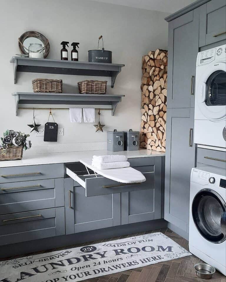 Functional and Beautiful Laundry Room With Slate Gray Cabinets