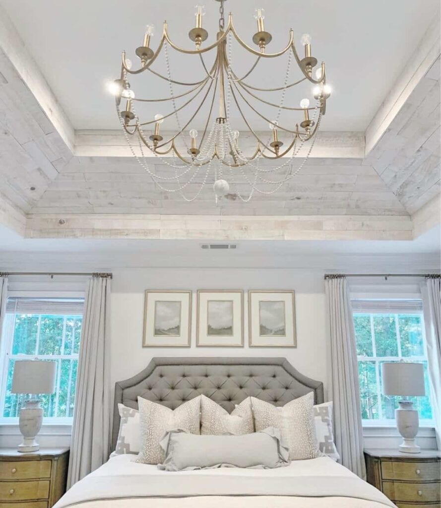 Gold Chandelier Bedroom Ceiling Design
