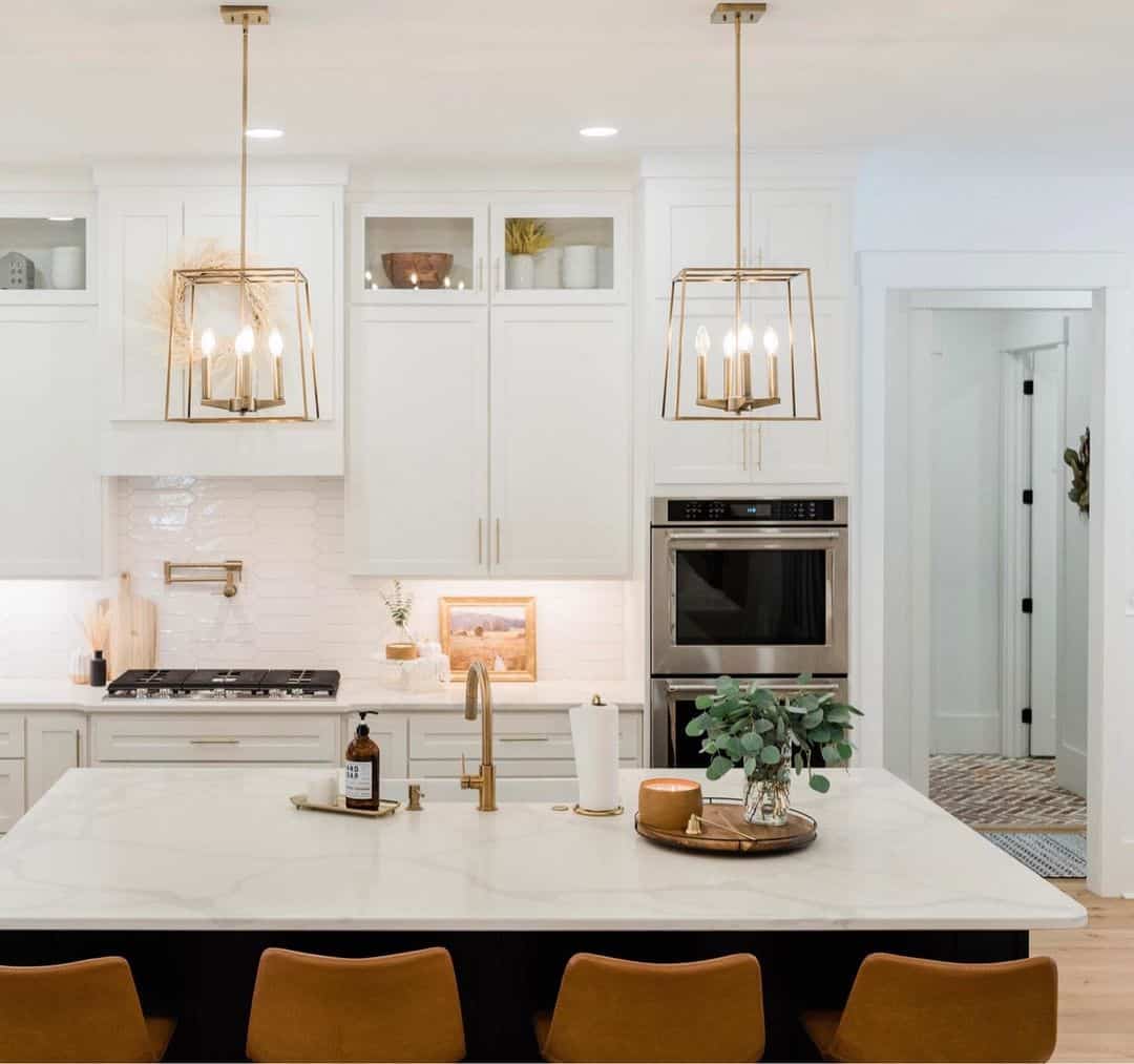 Gold lantern pendant light for kitchen island new arrivals