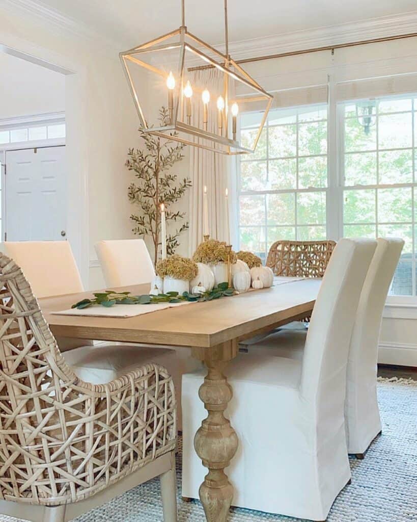 Gold Linear Lantern Dining Room Light Fixtures