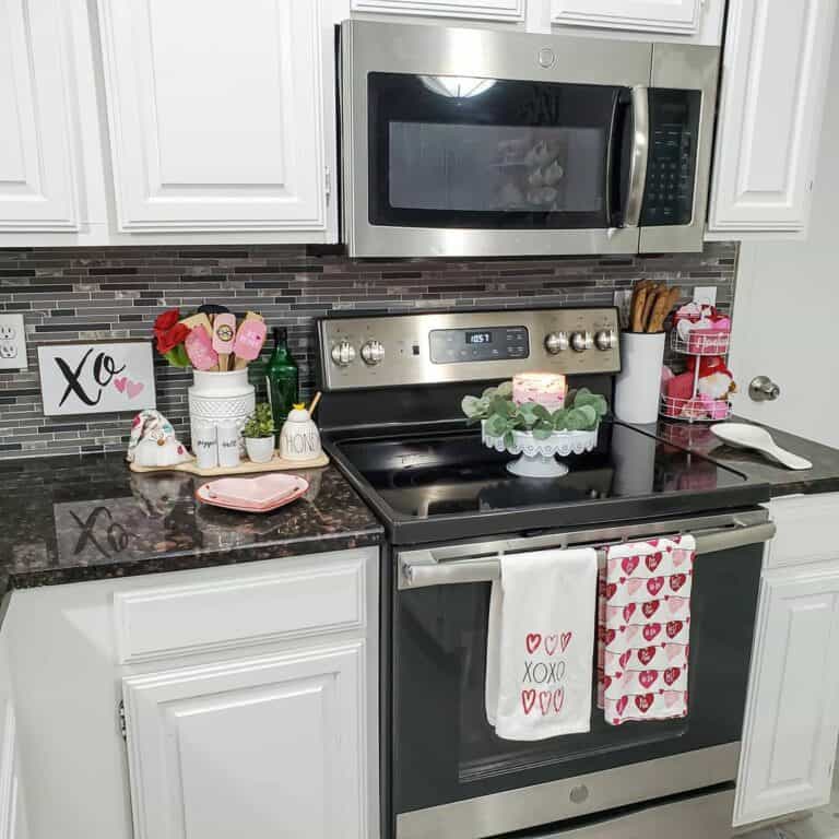 Granite Countertop Hosts Valentine's Decor