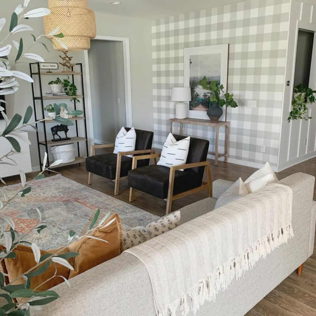 Gray Buffalo Check Living Room Accent Wall Soul & Lane