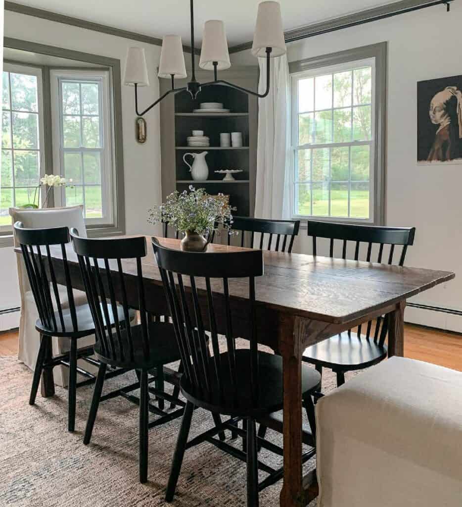 Gray Built-in Corner Hutch for Dining Room