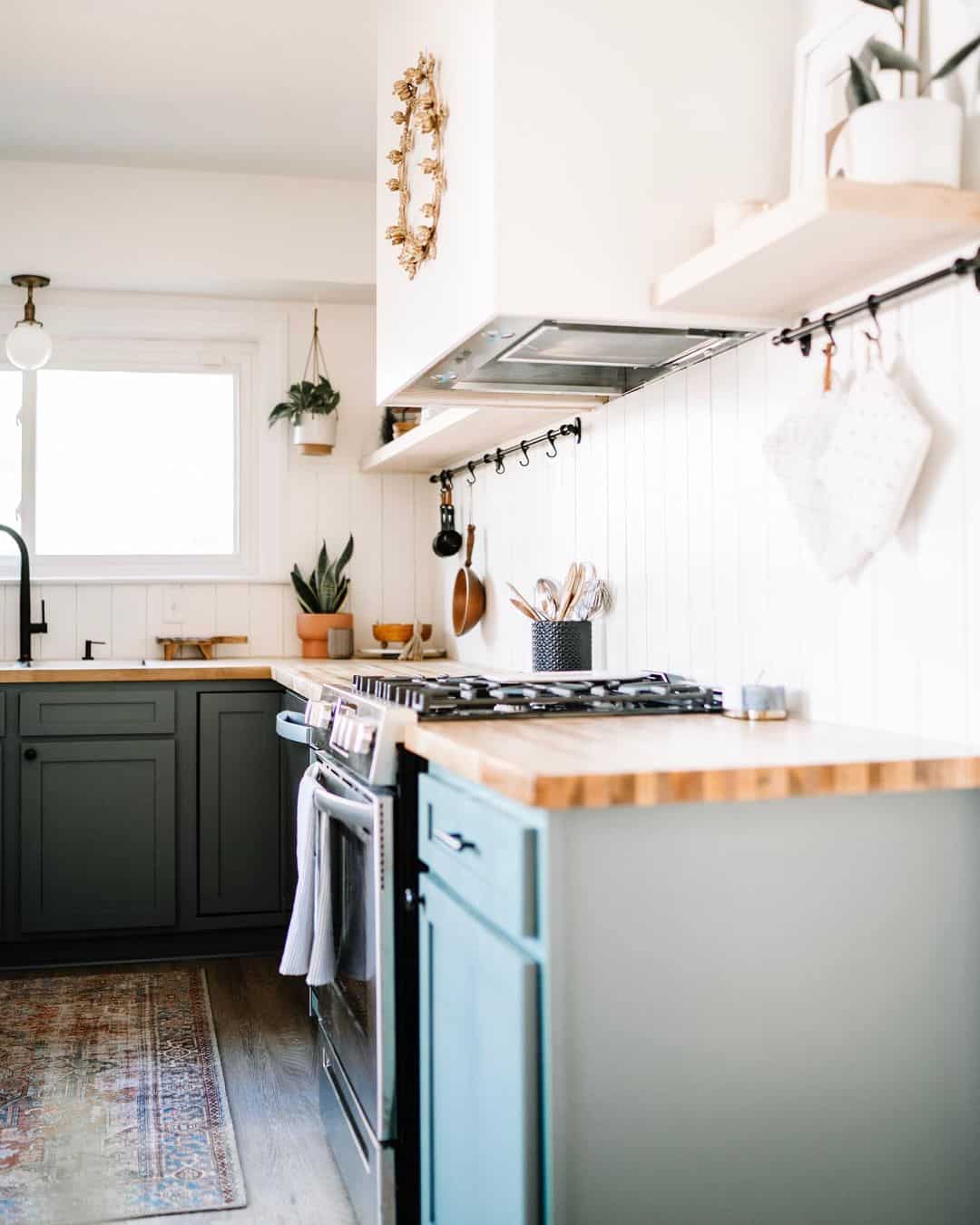 Gray Cabinet Kitchen with Vertical Shiplap Walls - Soul & Lane