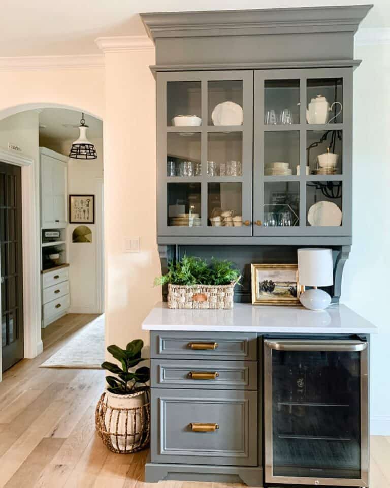 Gray Cabinets With Glass Inserts