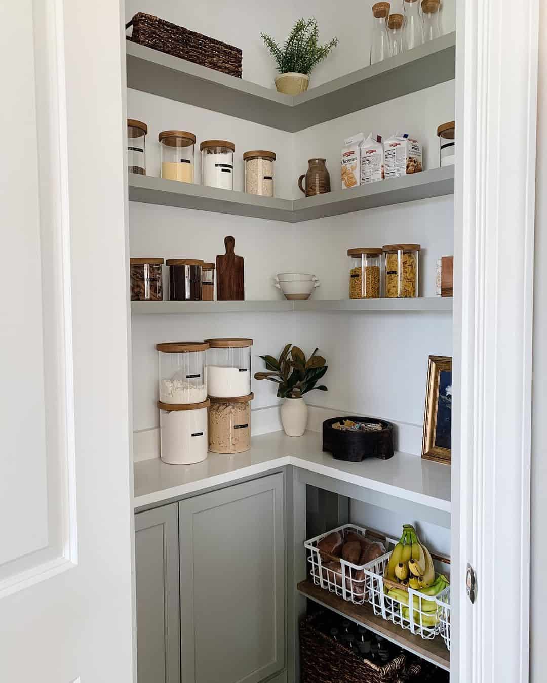 Gray and Shelves in Minimalist Pantry Soul & Lane