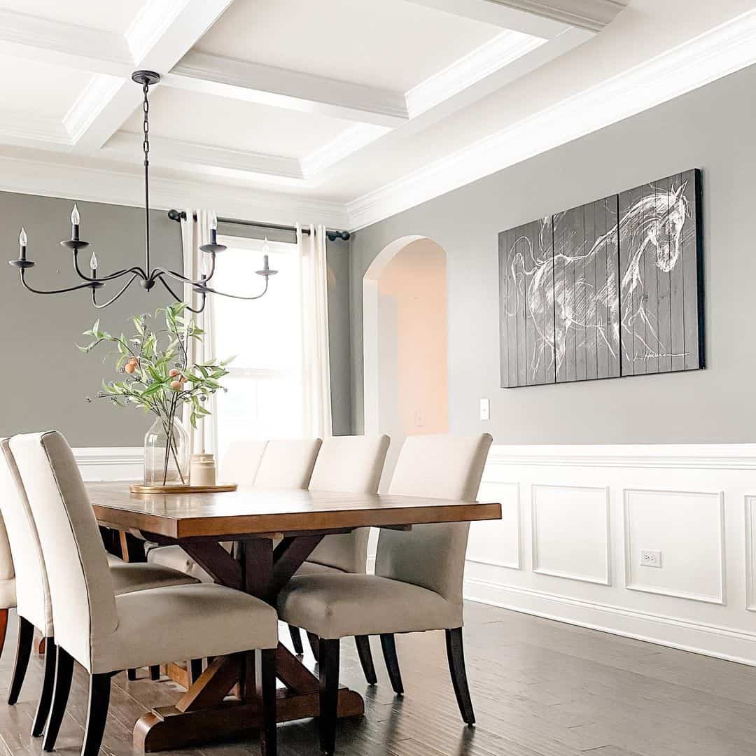 Gray Dining Room Walls with White Wainscoting Soul & Lane
