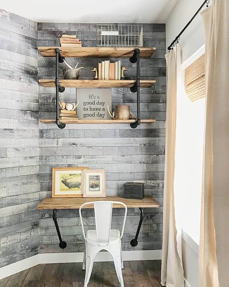 Gray Faux Shiplap Writing Cubby