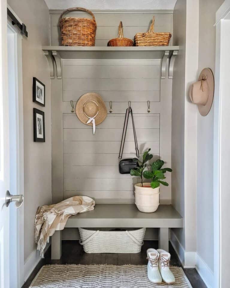 Gray Mudroom With Baskets