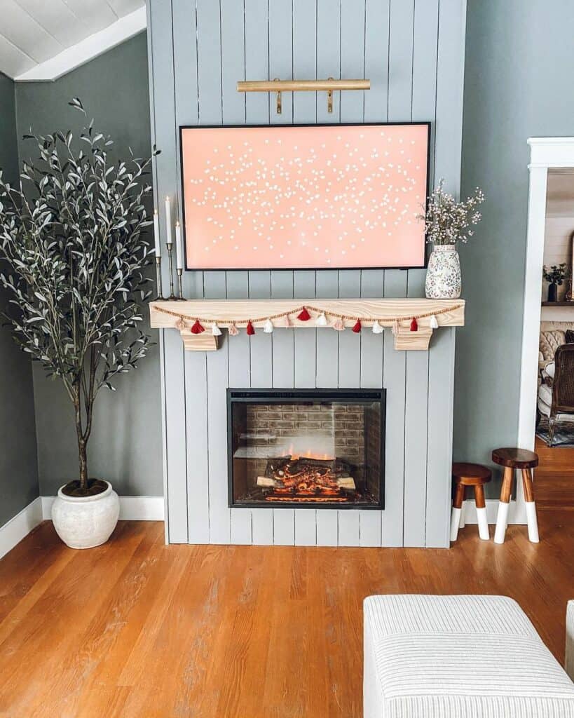 Gray Shiplap Living Room TV Wall