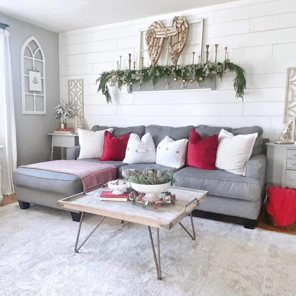 Gray Sofa with Christmas Décor