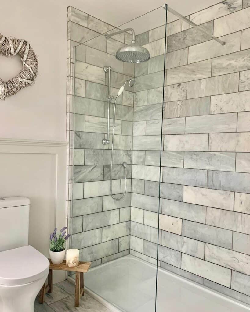 Gray Subway Tile Walk-In Shower