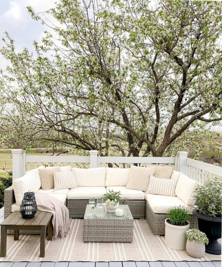 Gray Wicker Patio Set with Wooden End Table