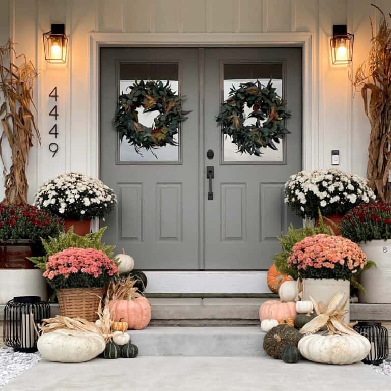 Green Front Door Fall Wreaths