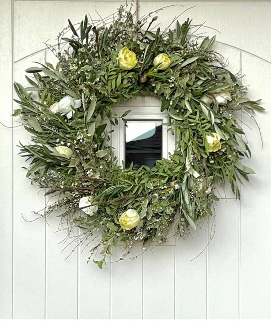 Green Summer Wreath for White Front Door