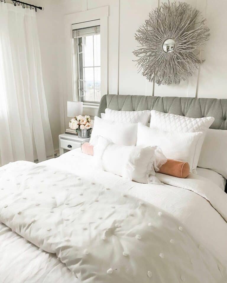 Grey and White Bedroom Décor Ideas with White Shiplap Accent Wall