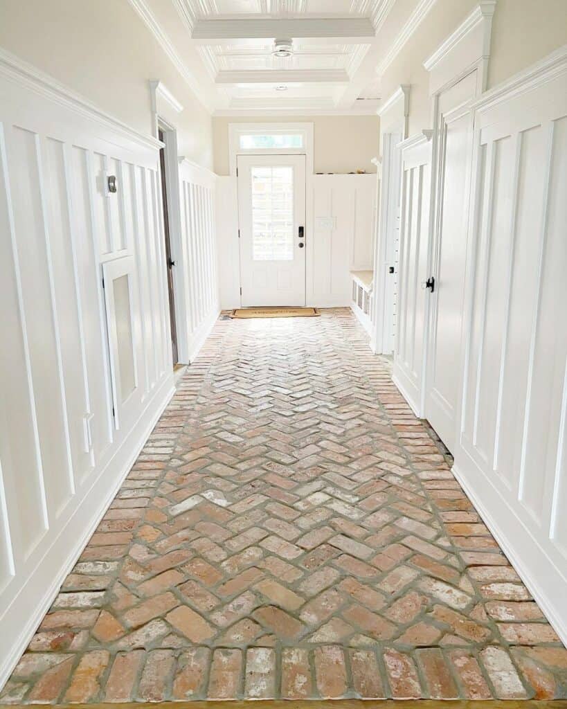 Hallway with White Board and Batten Half Walls