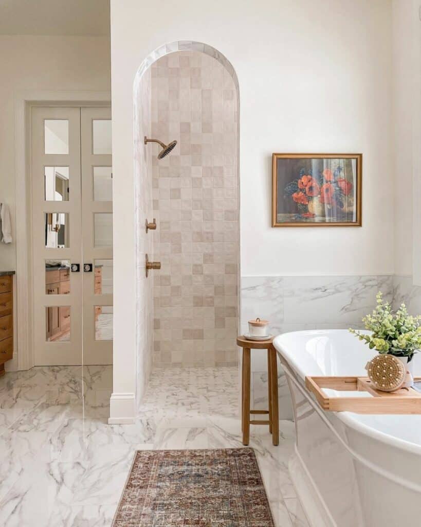 Hidden Doorless Shower with Arched Opening