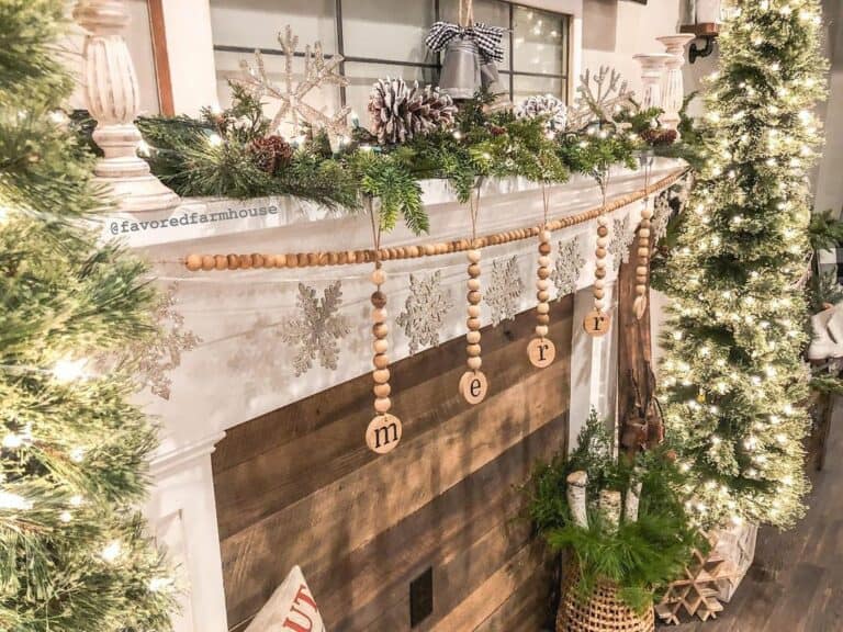 Homemade Christmas Ornaments on Mantel