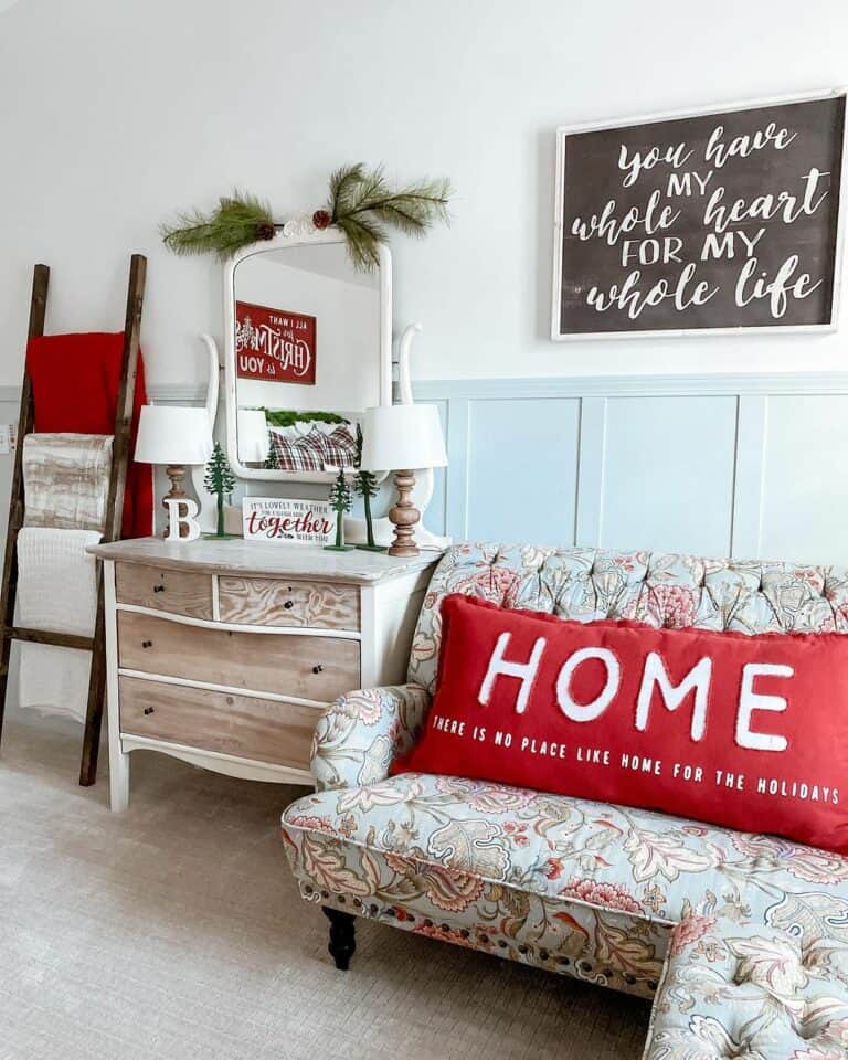 Homey Living Room with Blanket Ladder