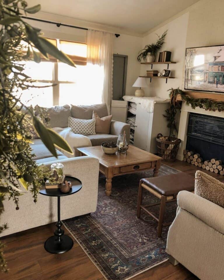 Idea for Cozy Living Room With TV Over Fireplace