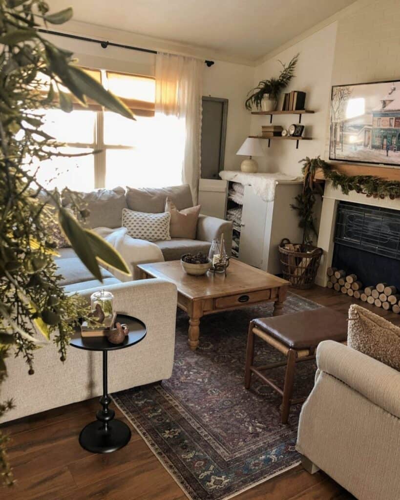 Idea for Cozy Living Room With TV Over Fireplace