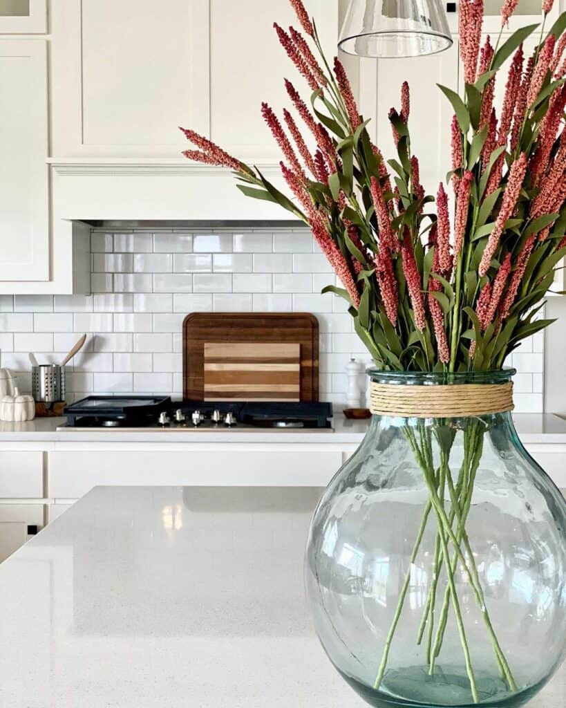 Ideas for Pink Kitchen Florals in a Clear Glass Vase