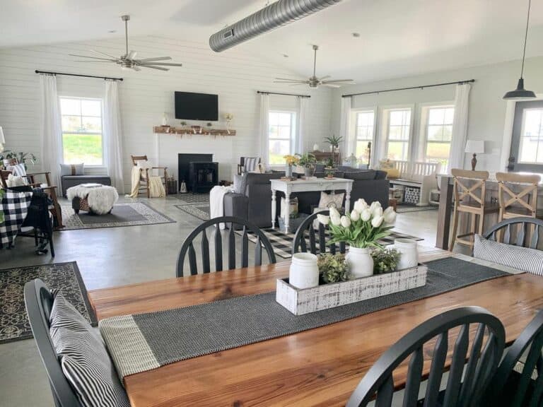 Industrial-styled Living Area With Cathedral Ceiling