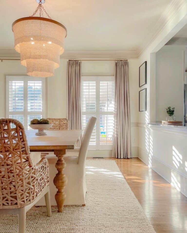 Jute Rug Under Mixed Seating Dining Table