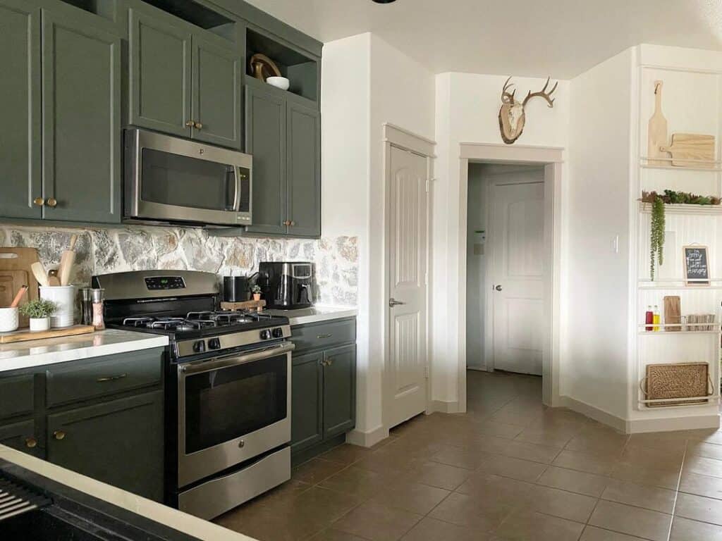 Kitchen With Thyme-green Cabinets