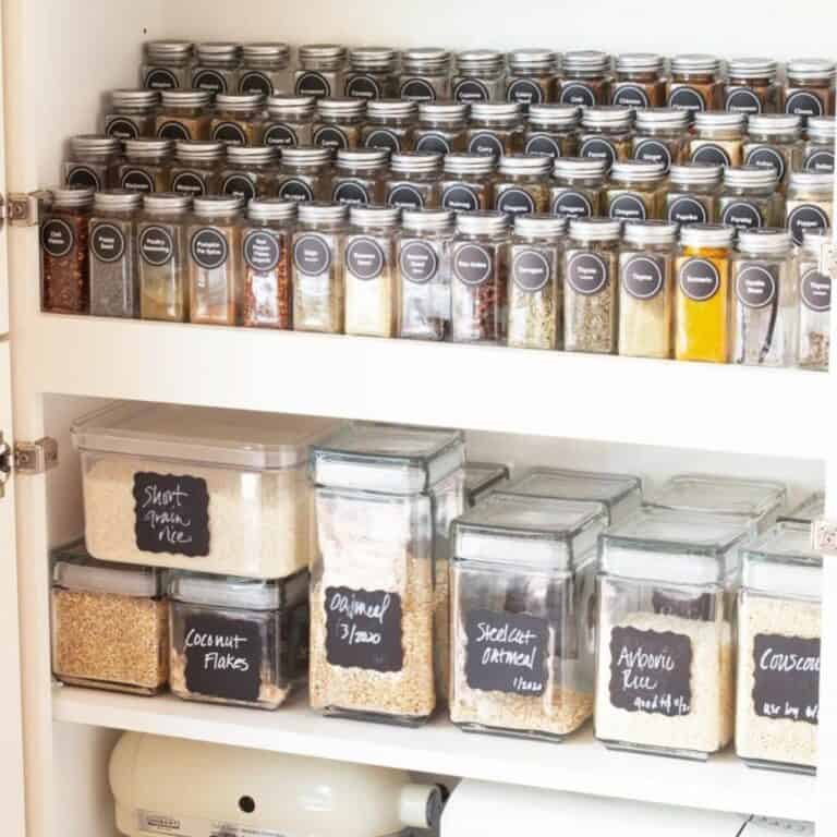 Labeled Pantry with Tiered Spice Shelf