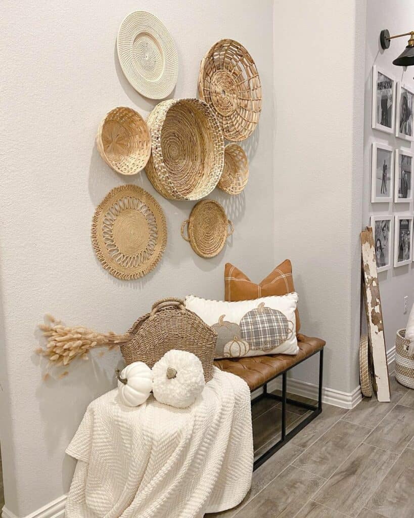 Large Bohemian Basket Wall Décor in Entry Way