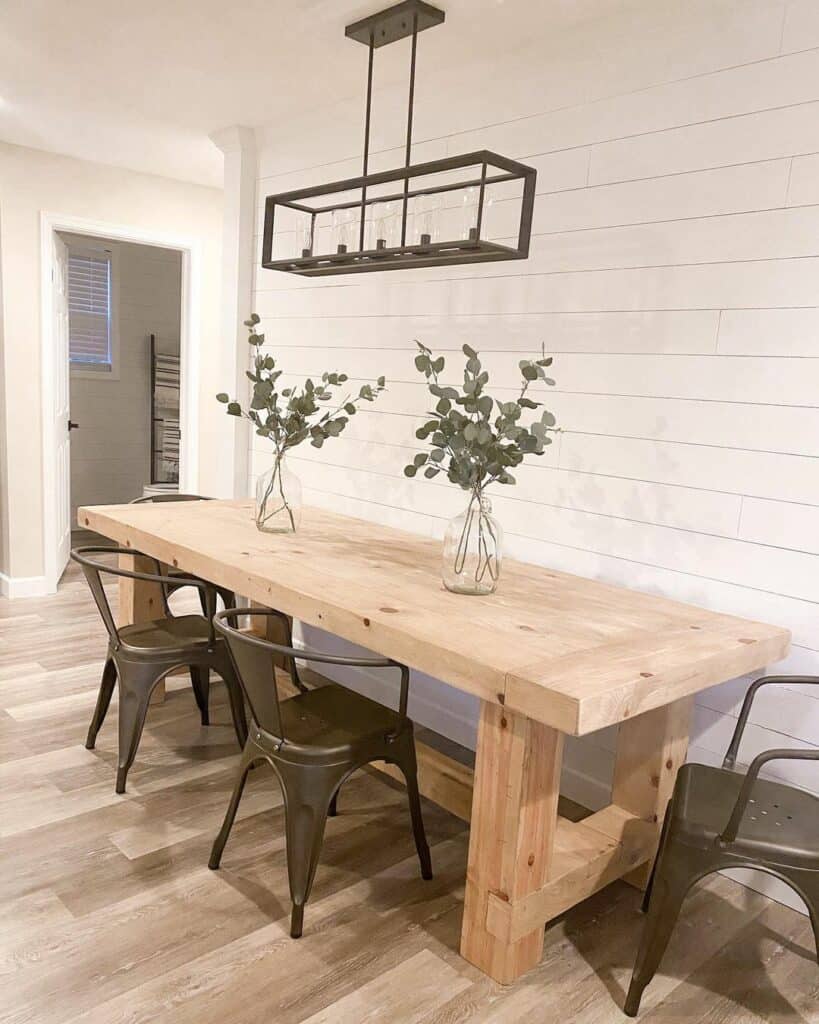 Large Farmhouse Table and Shiplap Paneling