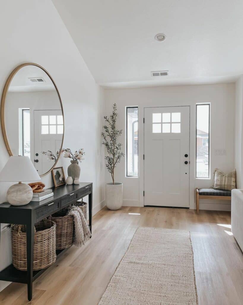 Large Mirror in Modern Entryway