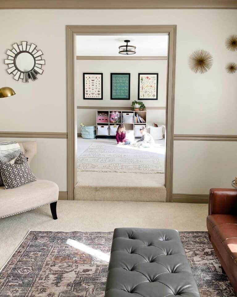 Large Mirror in Traditional Playroom