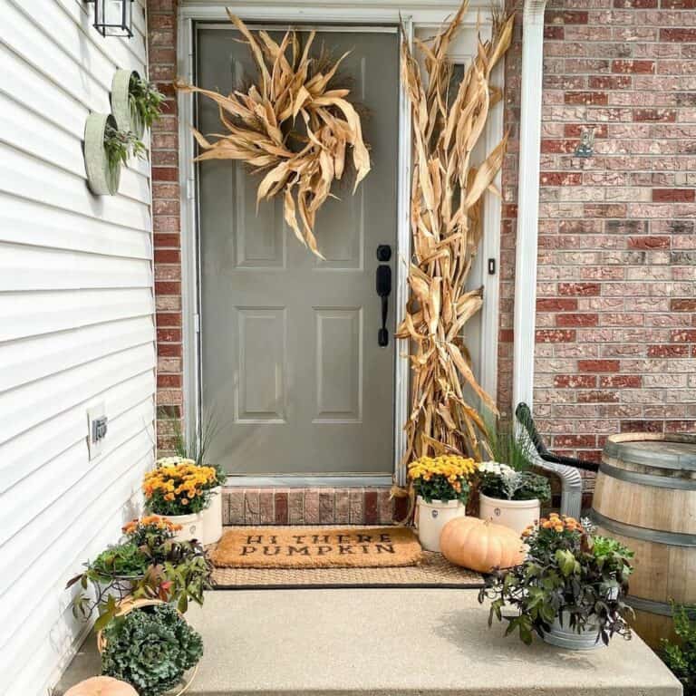 Large Yellow-leaf Wreath on Front Door