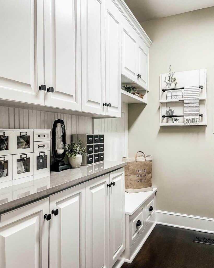 Laundry Room with White Full Overlay Cabinets