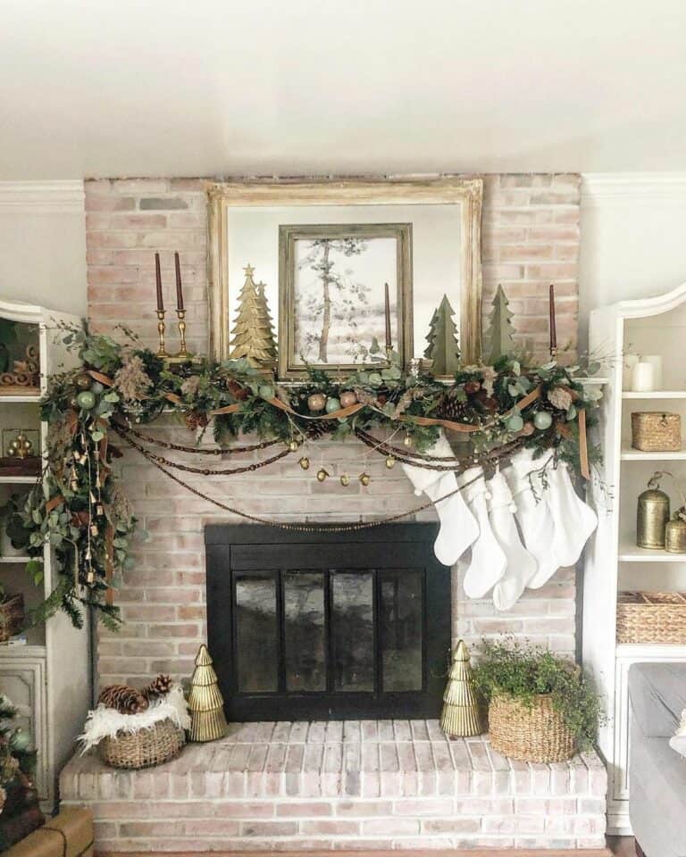 Layered Christmas Garlands for Fireplace Mantel