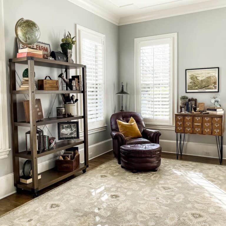 Leather Chair in Living Room Corner