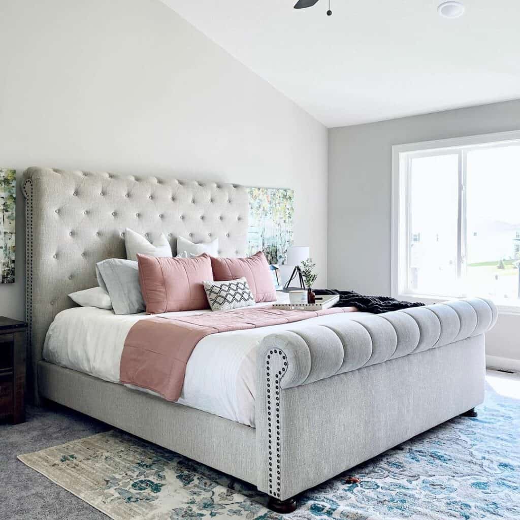 Light Blue Carpet Idea for Comfortable Bedroom