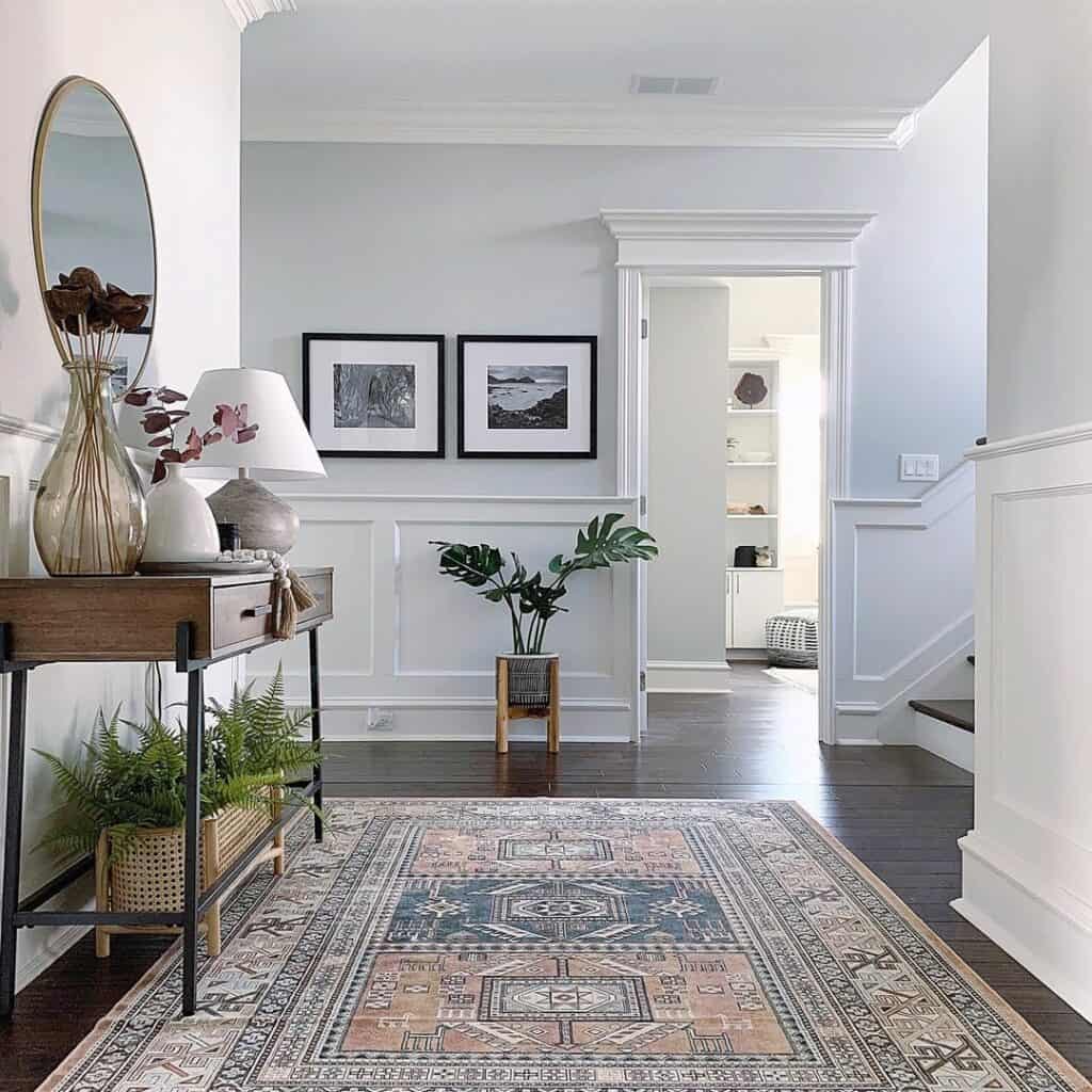 Light Blue Walls with White Wainscoting