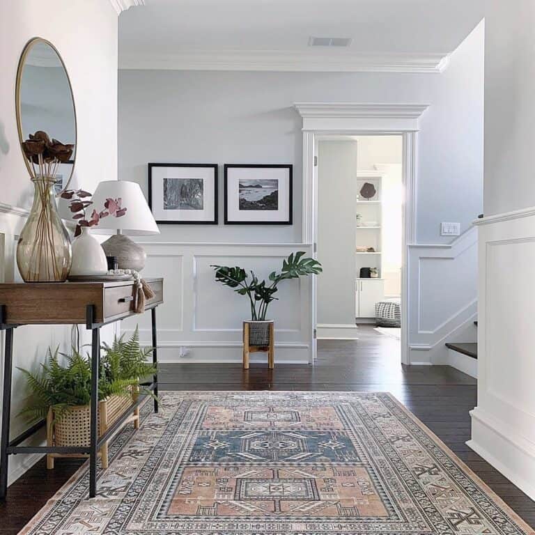 Light Blue Walls with White Wainscoting