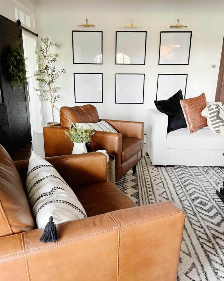 Light Brown Leather Accent Chairs for Living Room