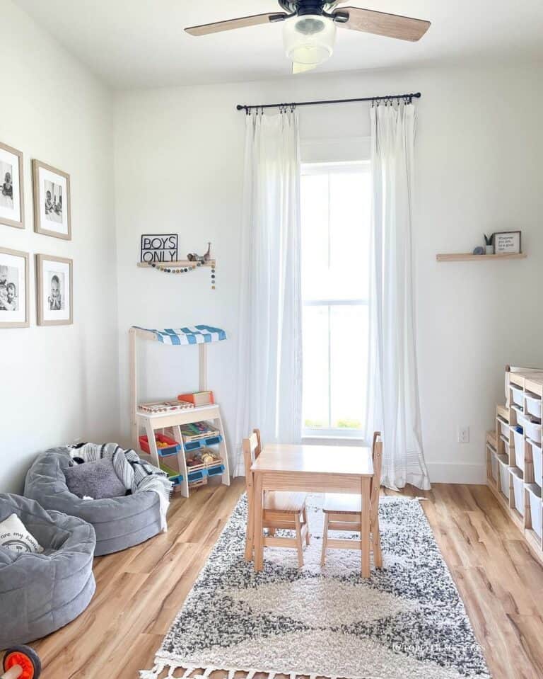 Light Filled Playroom with Wood Tones