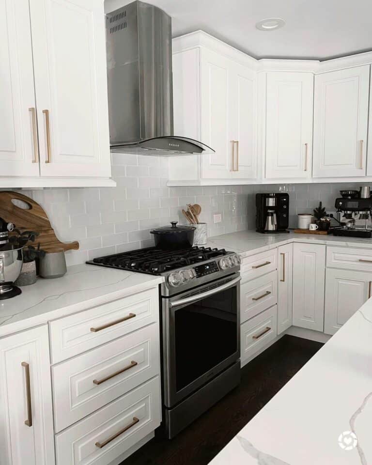 Light Gray Subway Tile Backsplash